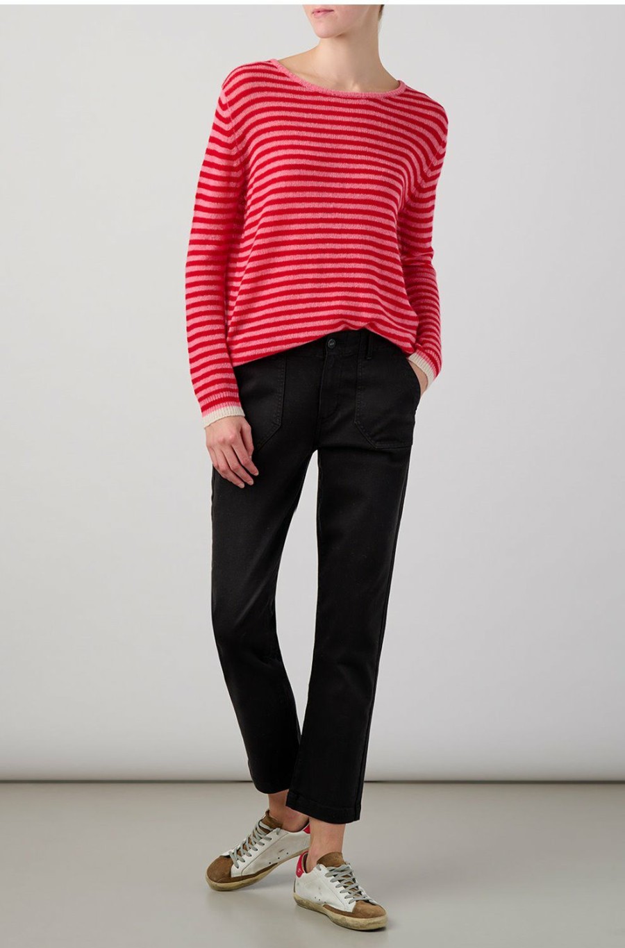 Women'S Clothing * | Little Stripe Crew In Candy, Red, Cream High Quality Jumper 1234