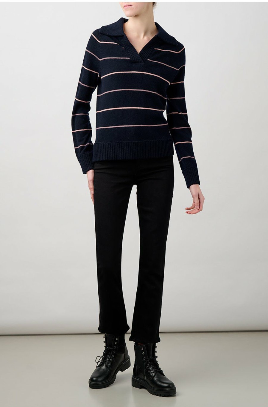 Women'S Clothing * | Hermia Sweater In Navy Bubblegum Stripe Online Sale Madeleine Thompson