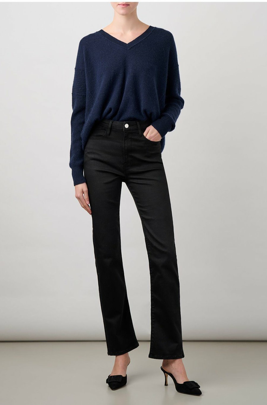 Women'S Clothing * | Morigan V-Neck In Navy Best Sellers 360 Cashmere