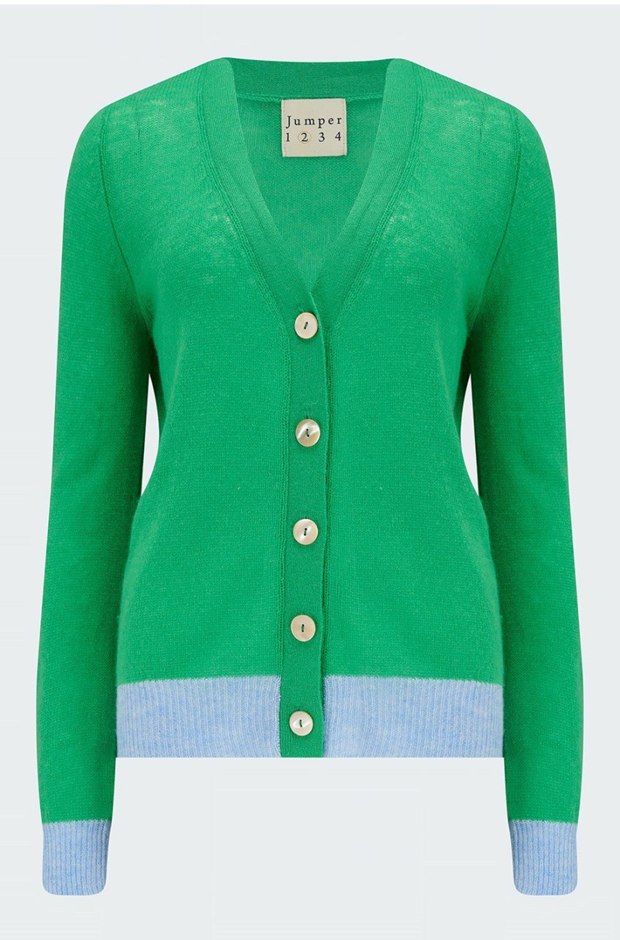 Women'S Clothing * | Contrast Cardigan In Bright Green Baby Blue Marl Discount Jumper 1234