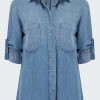 Women'S Clothing * | Split Back Button Down Shirt In Medium Ombre Official Bella Dahl