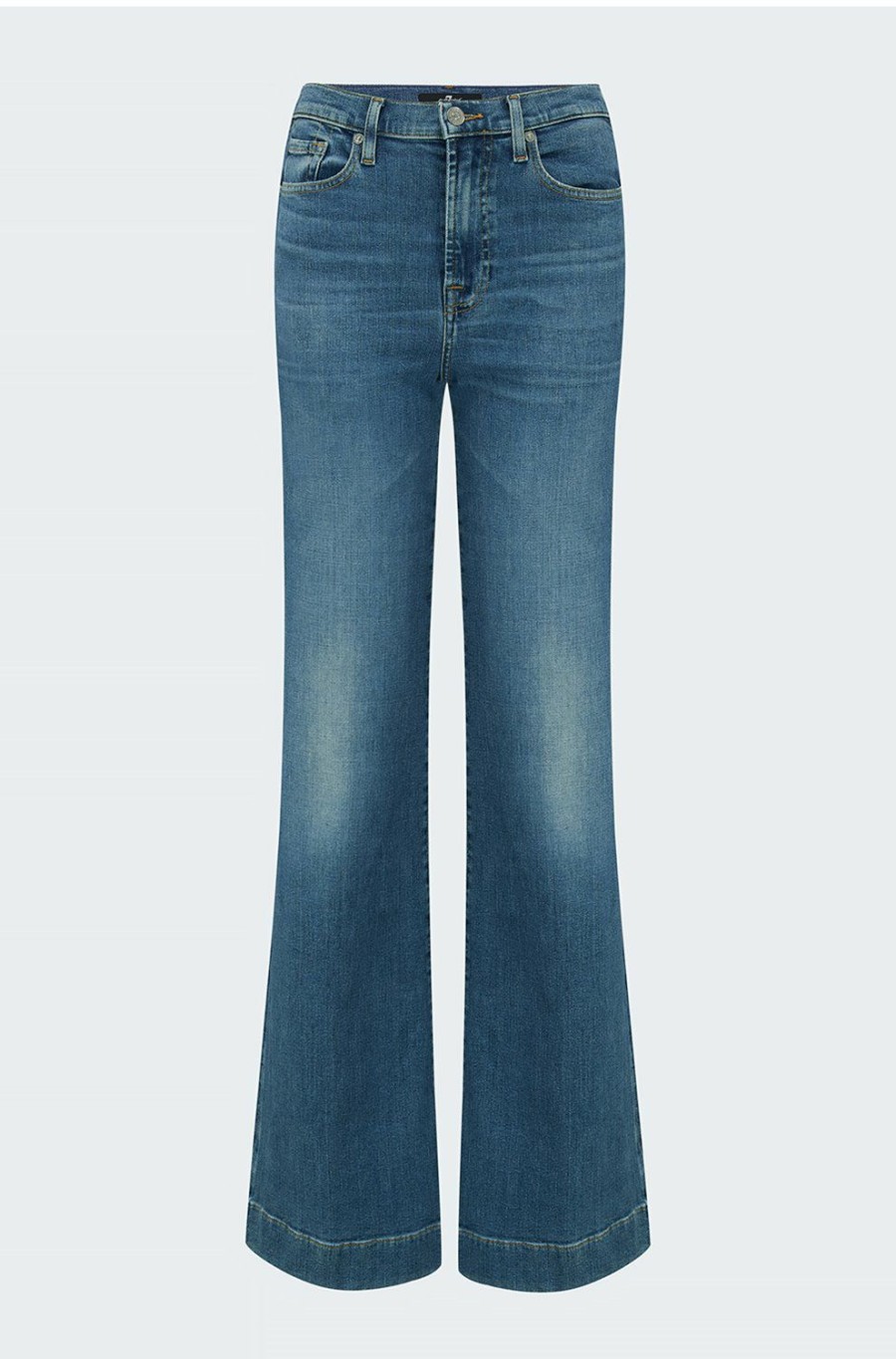 Denim * | Modern Dojo Slim Illusion Wide Leg Jean In Light Blue Outlet 7 For All Mankind